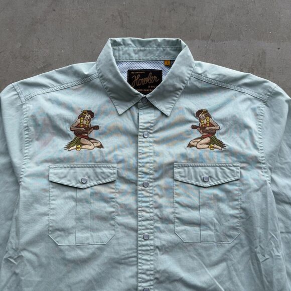 Howler Brothers Other - Howler Bros Shirt Sz L Gaucho Snapshirt Hula Girls 10 Year Hawaiian Micro Stripe